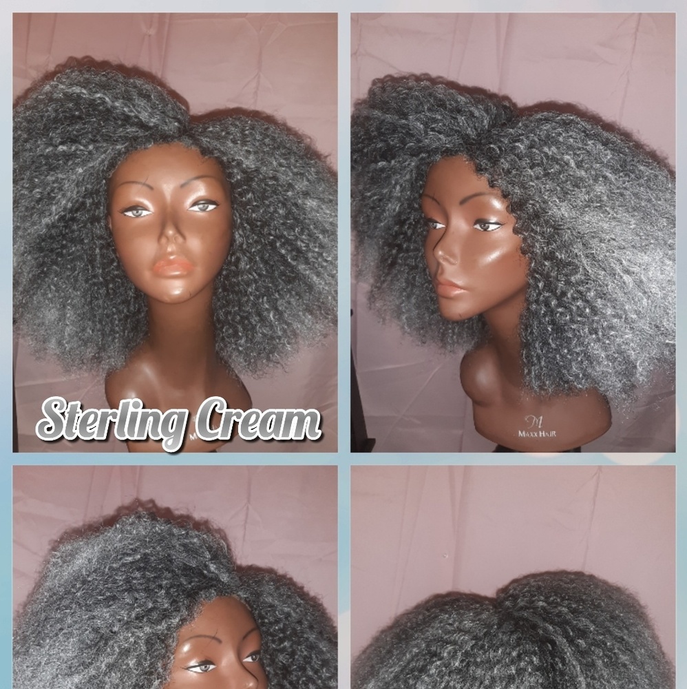 SOLD! Silver Gray & Dark Brown Synthetic Lace Wig
